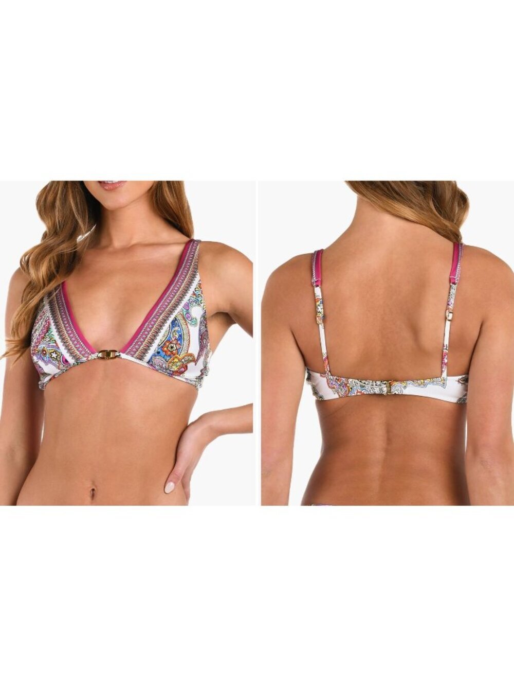 New L'agence Women's Size L White Lexie Bright Paisley Bikini Top